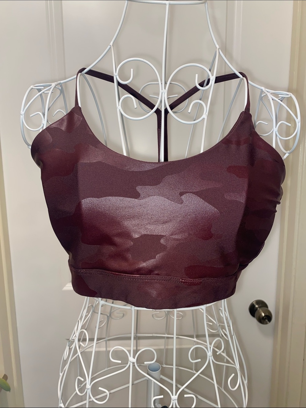 No Boundaries Burgundy Camo Sports Bra Top